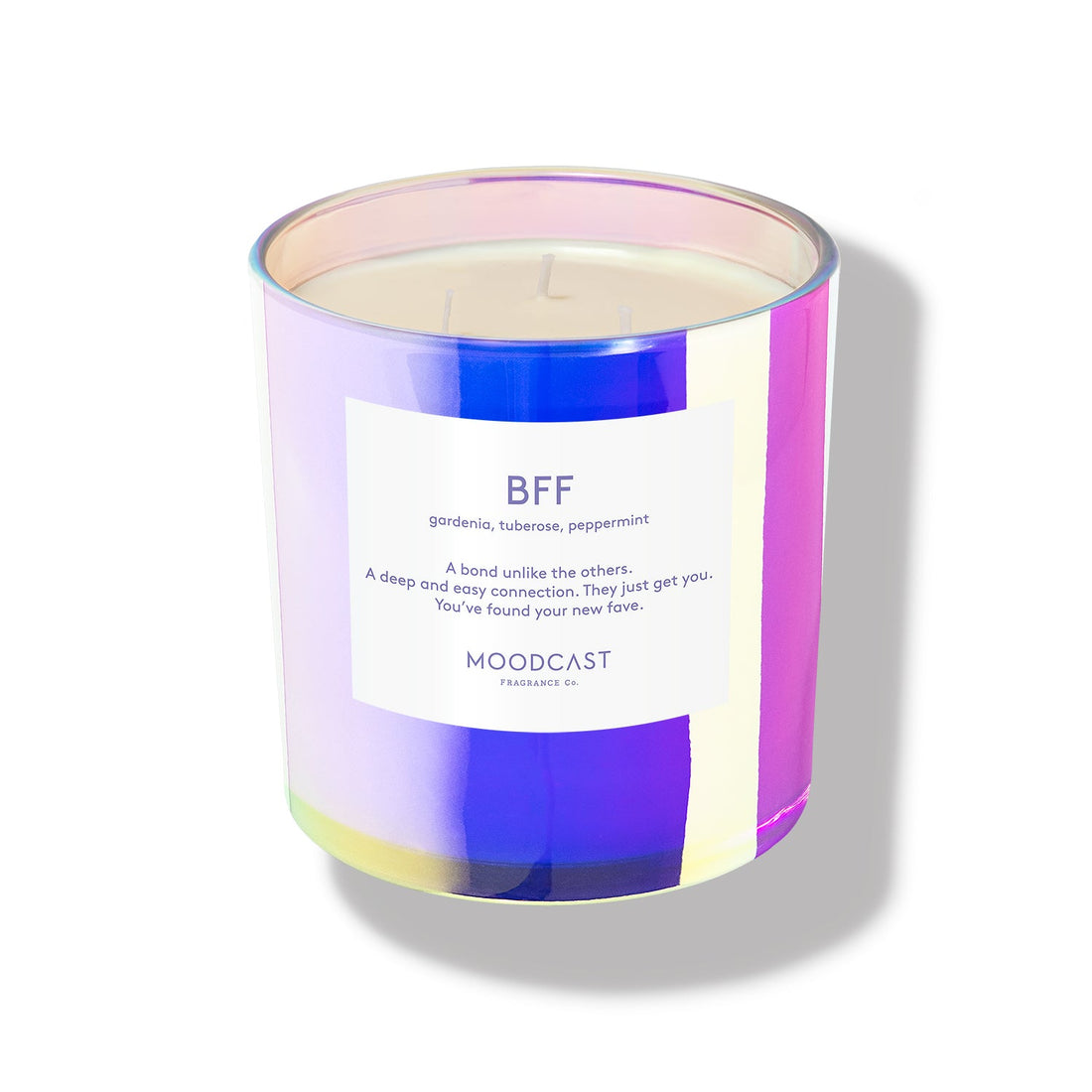 BFF - Vibes Collection (Iridescent) - 24oz/680g Coconut Wax Blend Glass Jar 3-Wick Candle - Key Notes: Gardenia, Tuberose, Peppermint