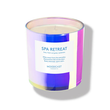 Spa Retreat - Vibes Collection (Iridescent) - 24oz/680g Coconut Wax Blend Glass Jar 3-Wick Candle - Key Notes: Lime, Fresh Cut Grass, Cyclamen